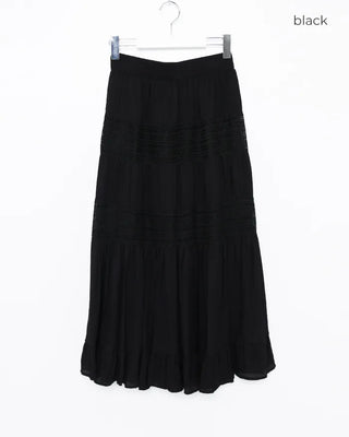 Shirred tiered long skirt