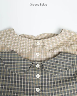 Frilled Shirring Check Blouse