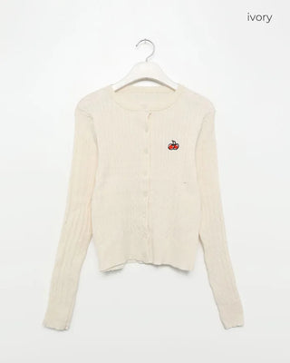 Cherry Cable Knit Cardigan