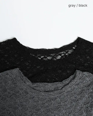 Slim lace long-sleeved cut and sew
