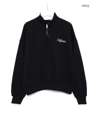 High-neck half-button sweatshirt