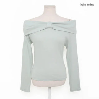 Ribbon Point Open Shoulder T-Shirt