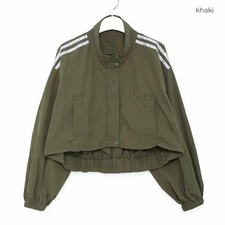 Shoulder Two-Line Cropped Zip-Up