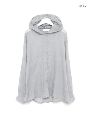 Cotton blend hooded shirt