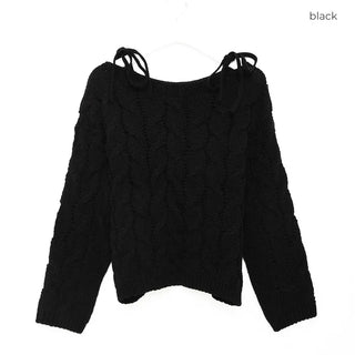 Shoulder slit ribbon cable knit
