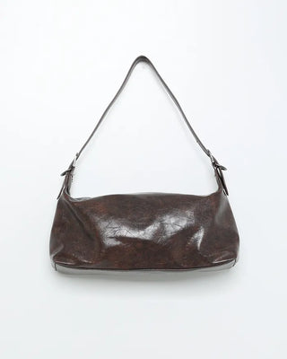Vintage leather one-shoulder square bag