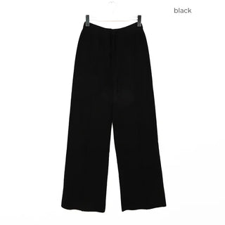 Wide-leg knit pants with elastic waistband