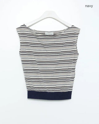 Striped sleeveless off-shoulder top