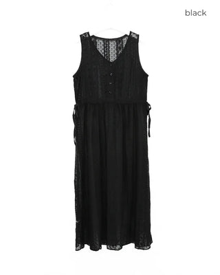 Button lace long dress