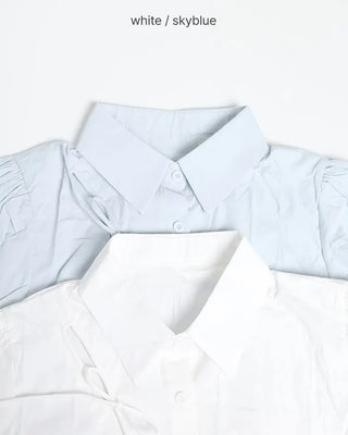 Drawstring Ribbon Asymmetrical Short-Sleeve Shirt
