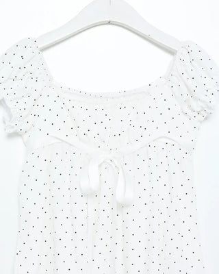 Polka Dot Ribbon Half Blouse