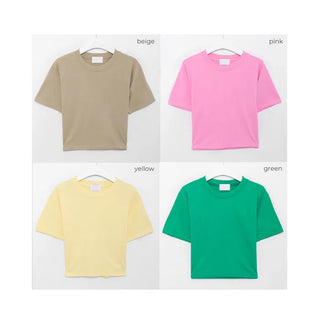 Basic Color Cropped T-Shirt