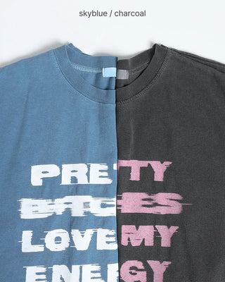 (Unisex) Lettering Oversized Half T-Shirt