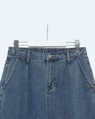 Pintuck Wide Denim Pants