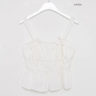 Ribbon detail shirred camisole