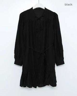 Frill String Point Shirring Dress