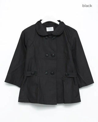 Round collar cropped sleeve double jacket