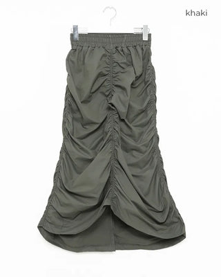 Banded Shirring Midi Skirt