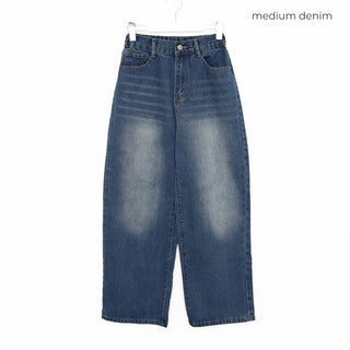Washed wide denim pants