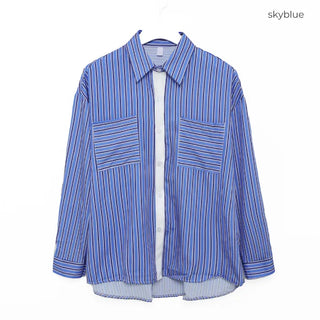 Front two-pocket striped shirt