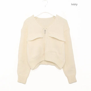 Flap zip cardigan
