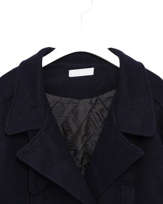 Throat latch quilted inner midi reef coat