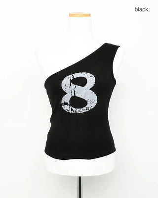 Pigment 8 Lettering One-Shoulder Tank Top