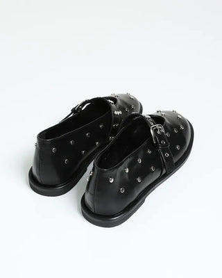 Stud belt flat shoes