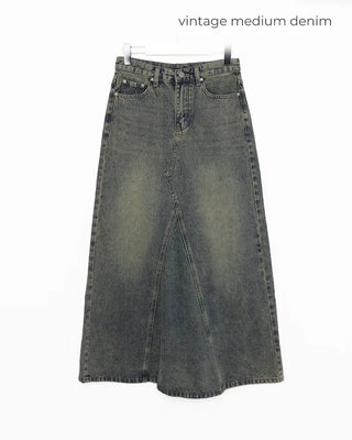 Maxi Slit Denim Long Skirt