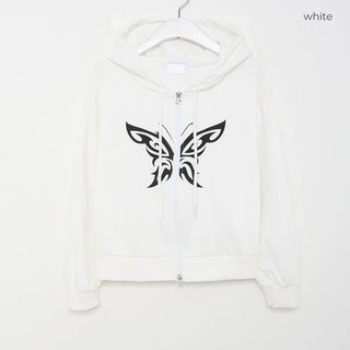 Butterfly Cropped Hoodie Zip-Up