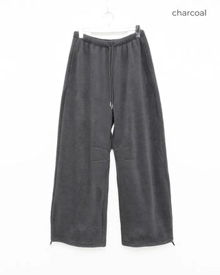 Fleece wide-leg pants with elastic waistband