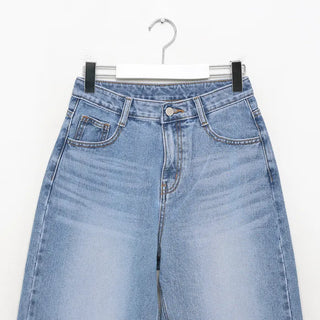 Washed wide denim pants