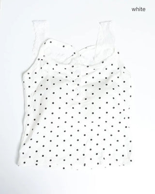 Camisole with polka dot lace cap