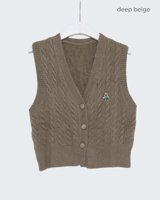 V-neck cable knit vest