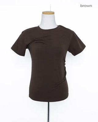 Unique pintuck semi-cropped French T-shirt