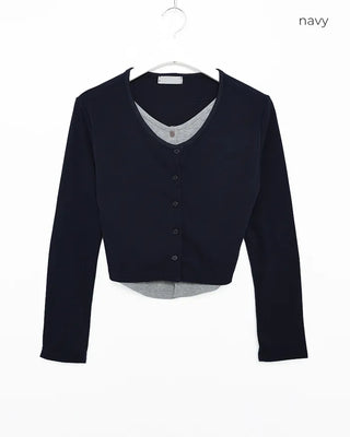 Layered Cropped Rib Cardigan
