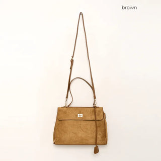 Suede-style square shoulder bag