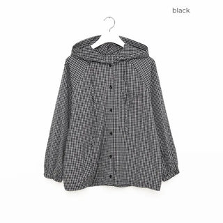 Checkered button hoodie