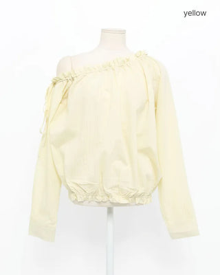 Shirred off-shoulder blouse with frill detail