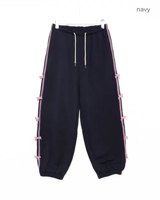 Velvet Ribbon Line Elastic Waist Pants