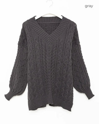 Cable Rib Hem Oversized Knit