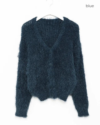 Fur knit cardigan