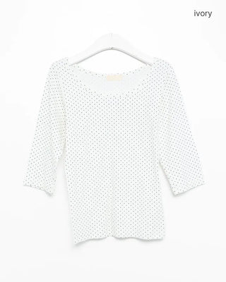 Round neck polka dot half-sleeve shirt