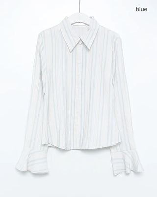 Gradient stripe flared cuff shirt