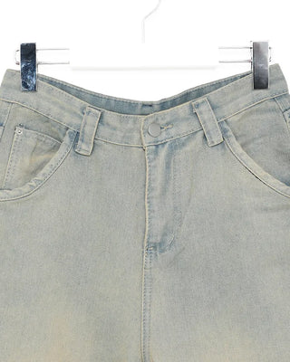 Washed wide-fit denim pants