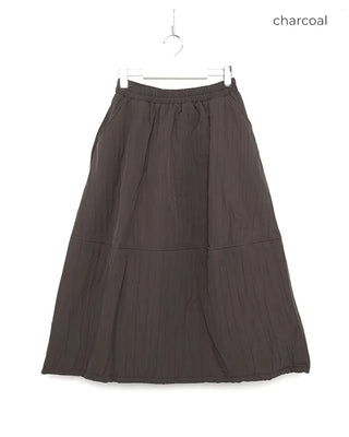 Elastic waist flared long skirt