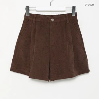 Flower corduroy shorts