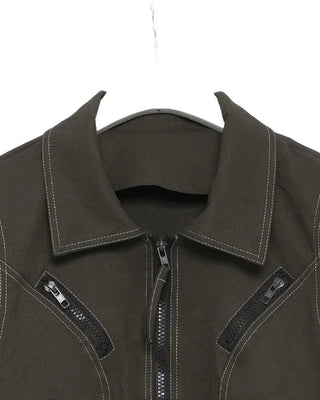 Unique pocket stitch point zip short blouson