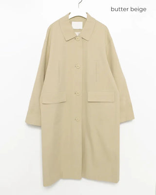 Striped Lined Single Trench Long Coat