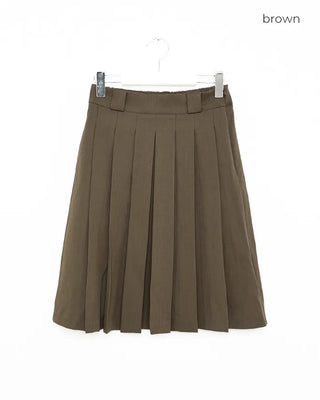Banded pleated midi skirt